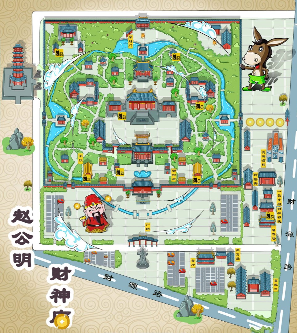 米东寺庙类手绘地图